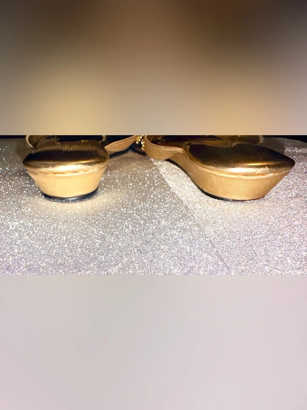 Metallic Gold Floral Sequin Slide Sandals- size 7.5